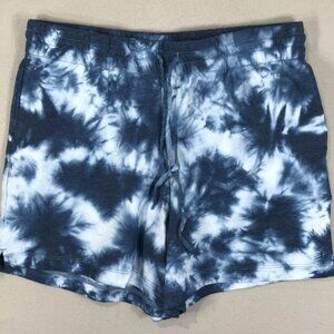 Danskin Shorts Womens Medium Blue Tie Dye Pull On Drawstring Stretch Pockets Gym